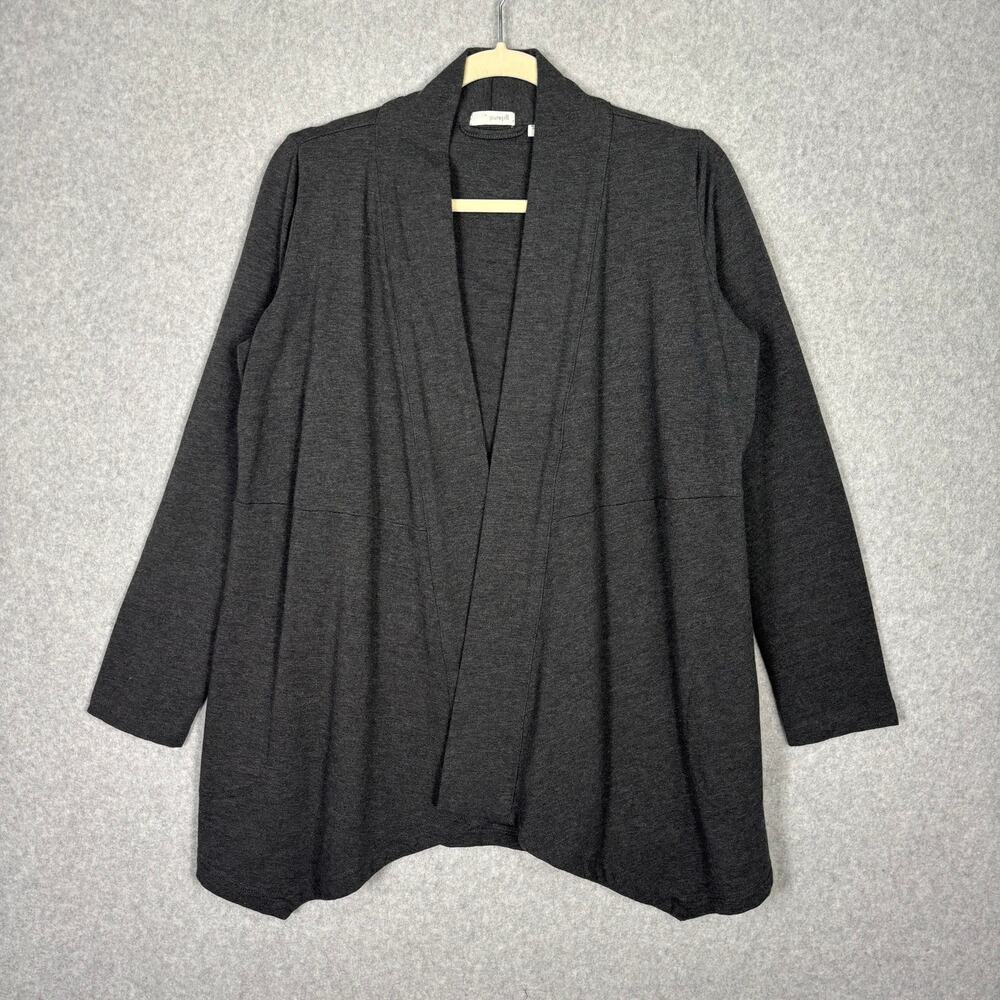 Pure J Jill Pima Cotton Cardigan‎ Sweatshirt XS Charcoal Lounge Travel Lagenlook